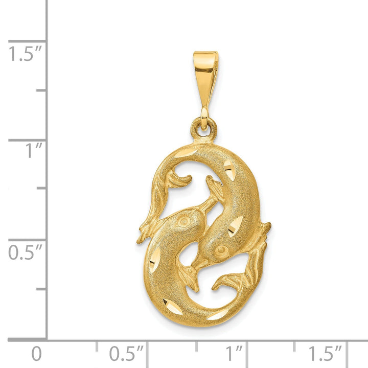 14k Yellow Gold Pisces Zodiac Charm Pendant
