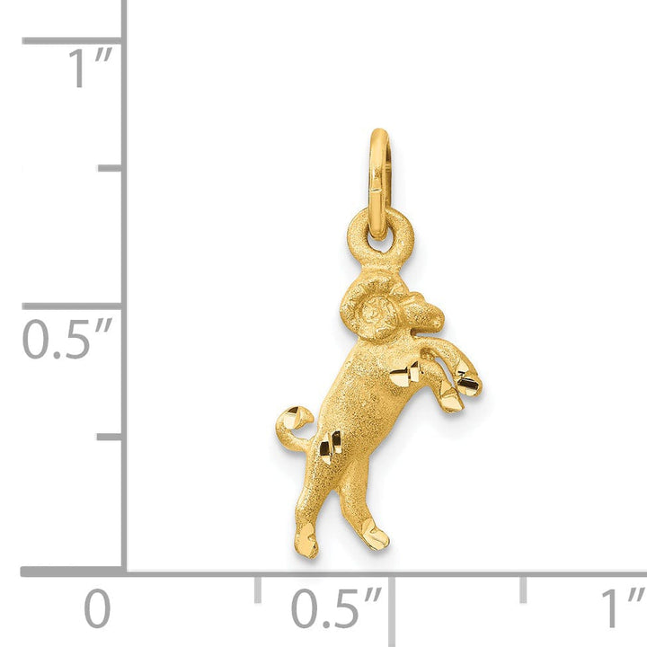 14k Yellow Gold Aries Zodiac Charm Pendant