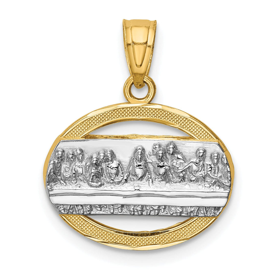 14K Yellow Gold Rhodium Polished Finish The Last Supper Medal Pendant