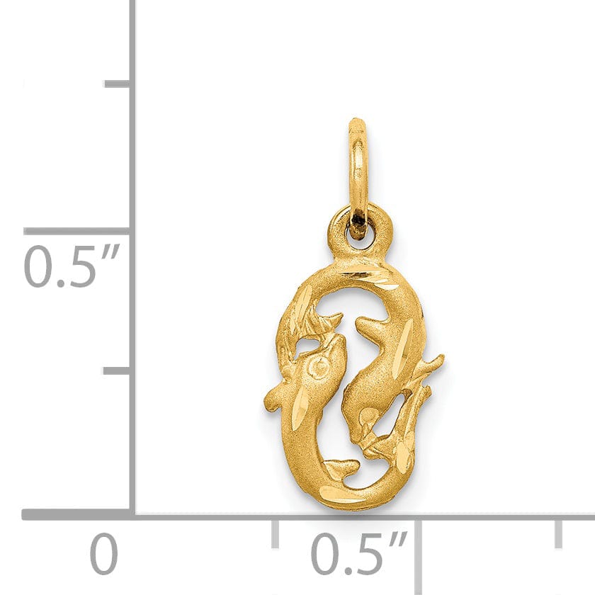 14k Yellow Gold Pisces Zodiac Charm Pendant