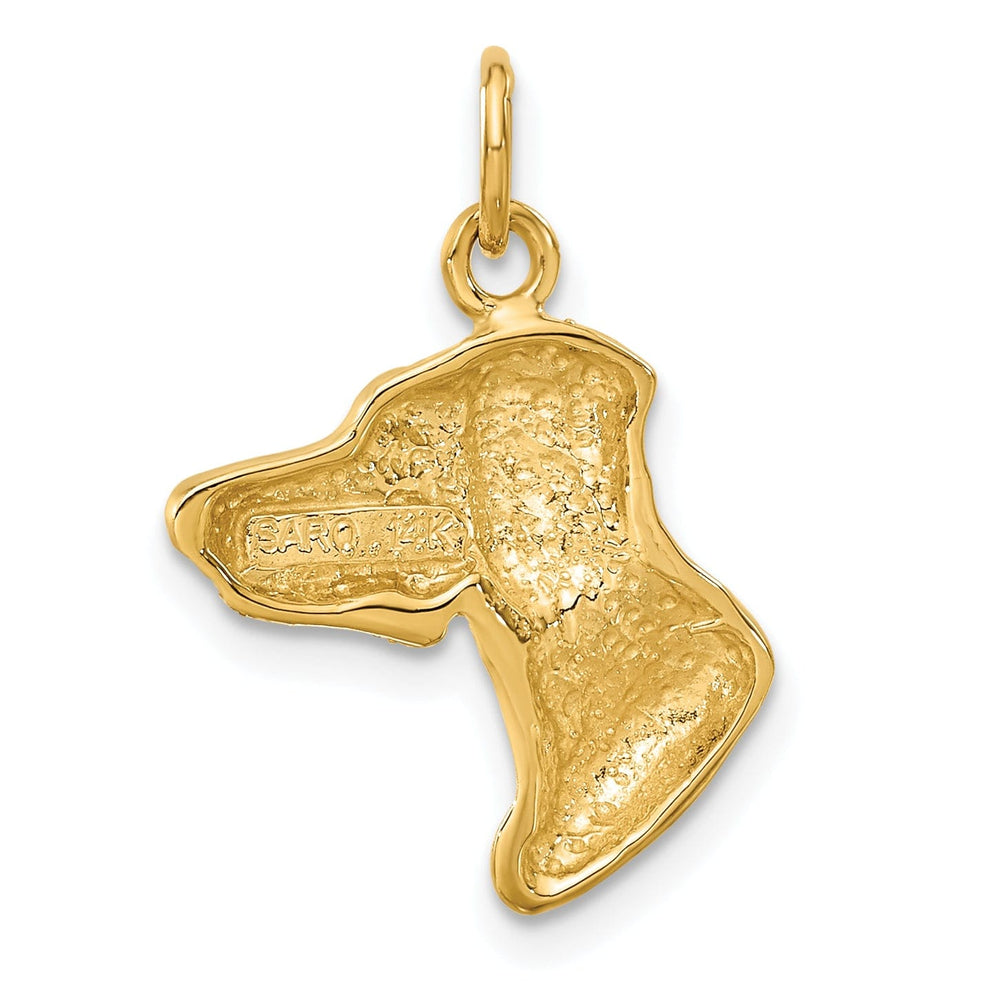 14K White Gold Diamond Cut Brushed Finish Dog Head Charm Pendant