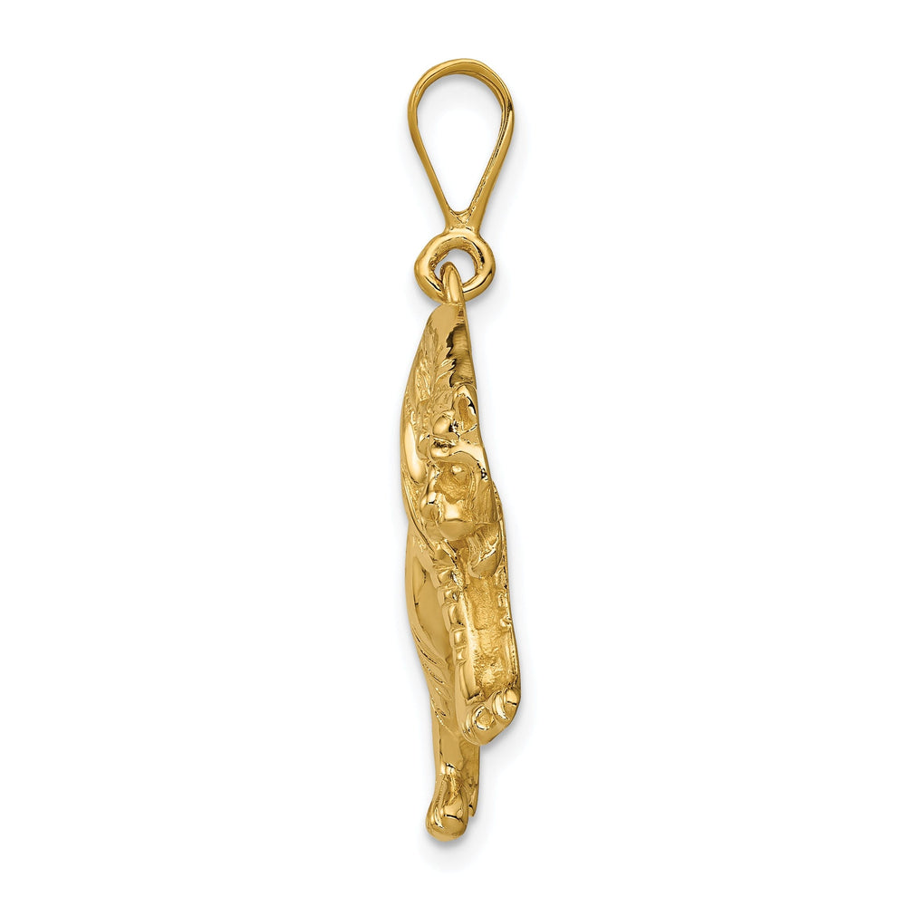 14k Yellow Gold Textured Polished Finish Tiger Charm Pendant