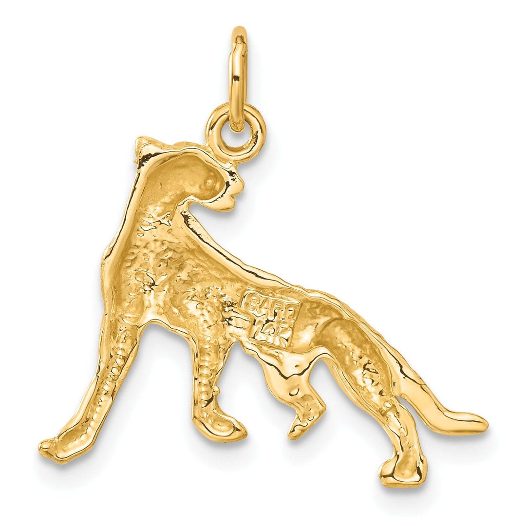 14k Yellow Gold Textured Polished Finish Cheetah Charm Pendant
