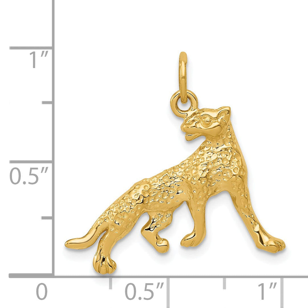 14k Yellow Gold Textured Polished Finish Cheetah Charm Pendant
