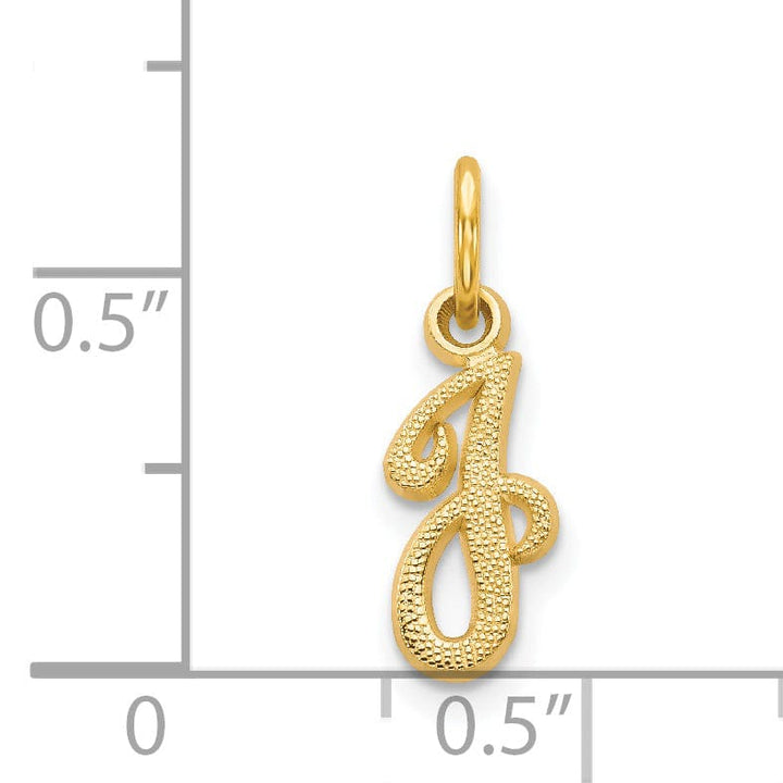 14K Yellow Gold Small Script Design Letter J Initial Charm Pendant