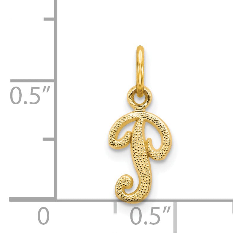 14K Yellow Gold Small Script Design Letter P Initial Charm Pendant