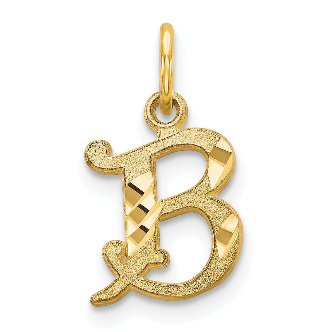14k Yellow GoldSmall Script Design Letter B Initial Charm Pendant