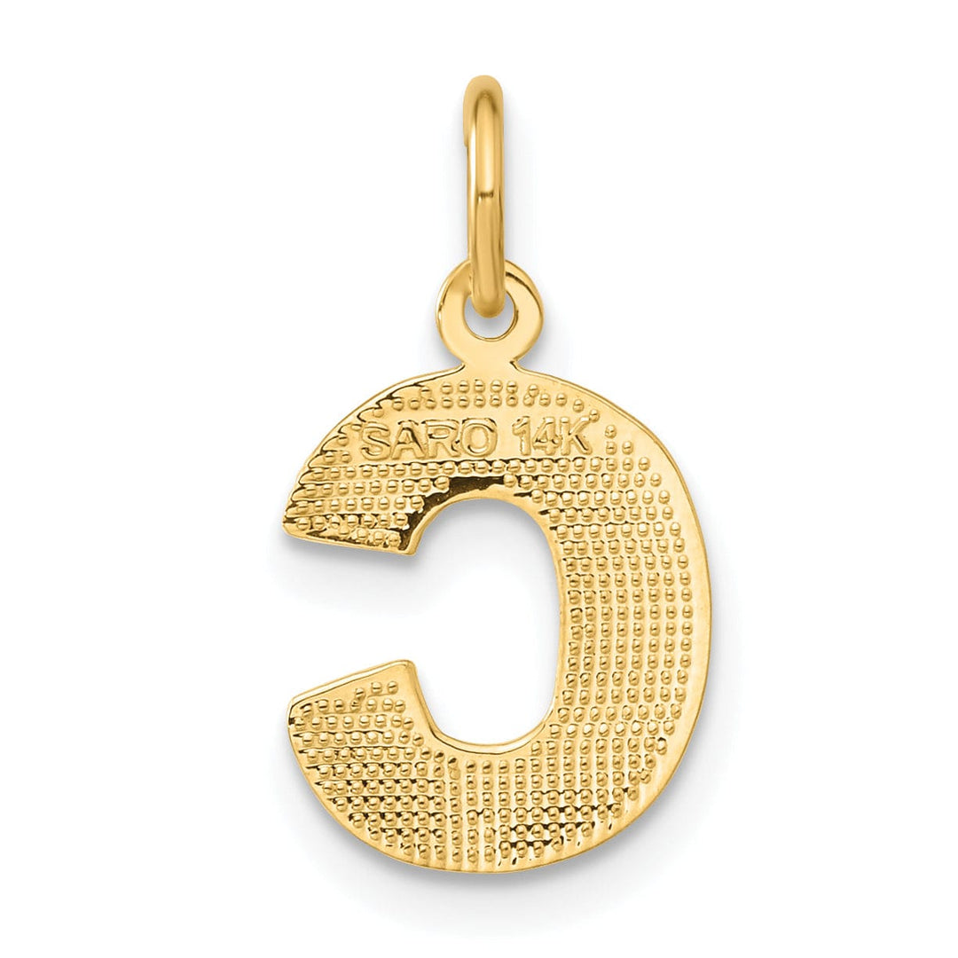 14k Yellow Gold Satin Diamond Cut Finish Letter C Initial Charm Pendant