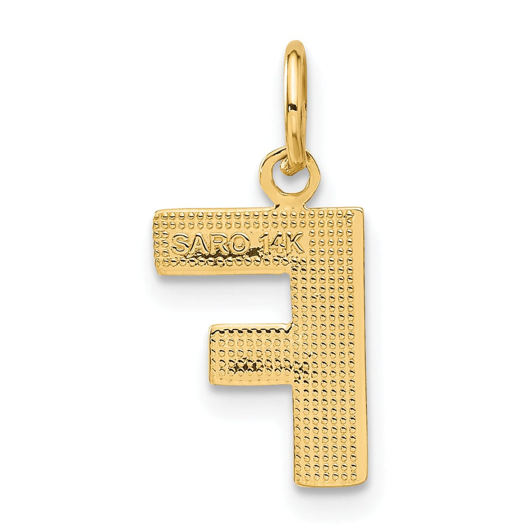 14k Yellow Gold Satin Diamond Cut Finish Letter F Initial Charm Pendant