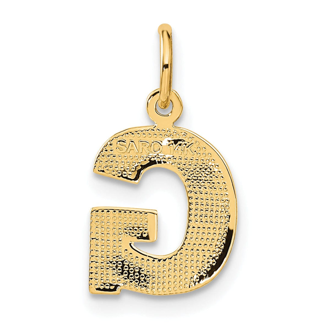 14k Yellow Gold Satin Diamond Cut Finish Letter G Initial Charm Pendant