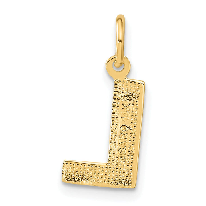 14k Yellow Gold Satin Diamond Cut Finish Letter L Initial Charm Pendant