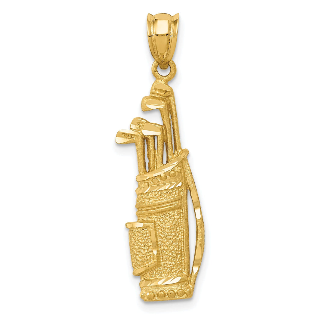 Solid 14k Yellow Gold Golf Bag Charm Pendant