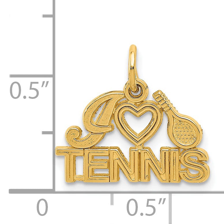 Solid 14k Yellow Gold I Love Tennis Pendant