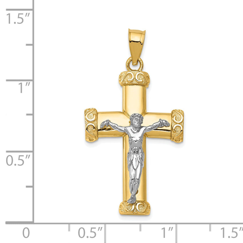 14k Two-tone Gold Celtic Iona Crucifix Pendant