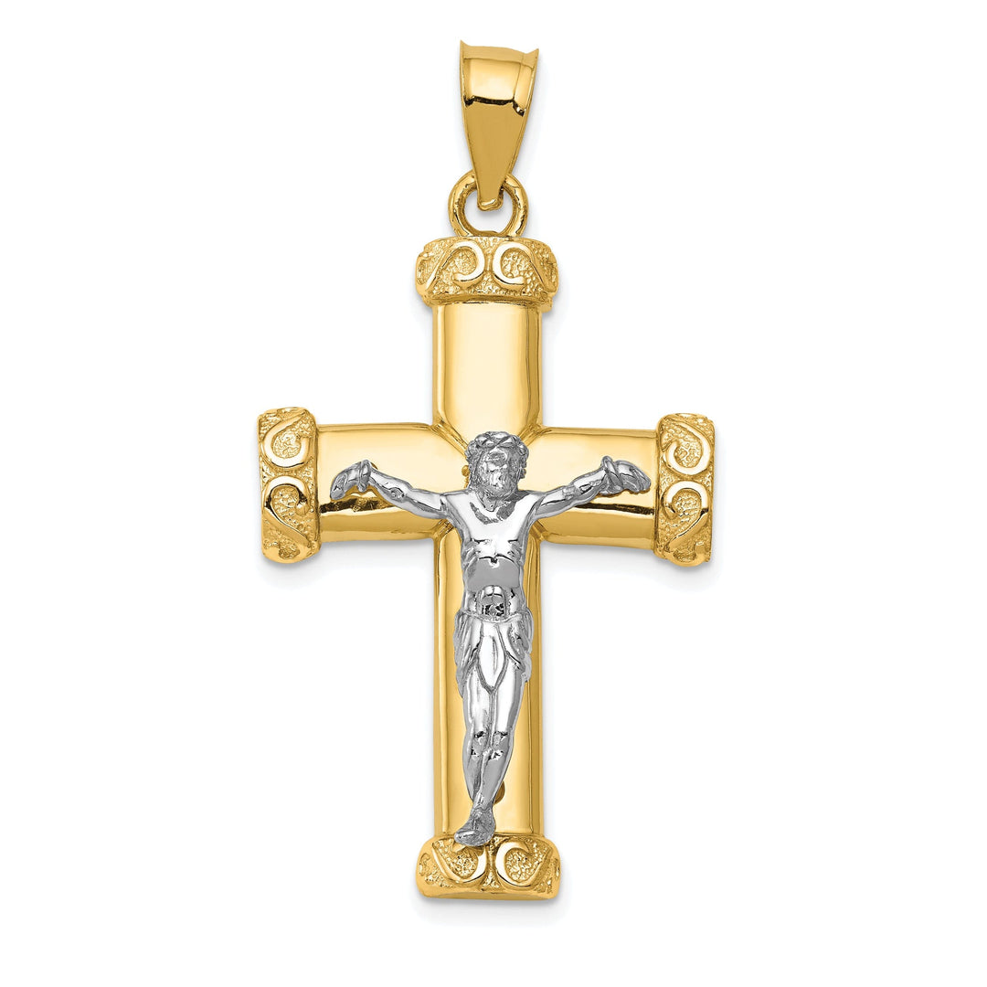 14k Two-tone Gold Celtic Iona Crucifix Pendant