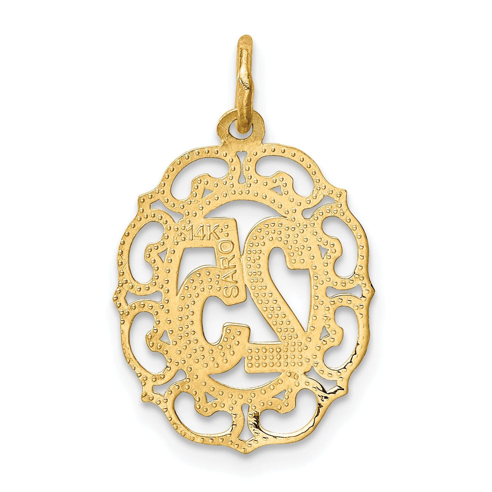 14k Yellow Gold # 25 in Oval Charm Pendant