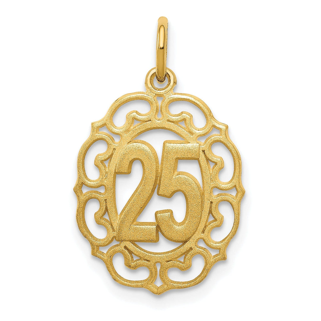 14k Yellow Gold # 25 in Oval Charm Pendant