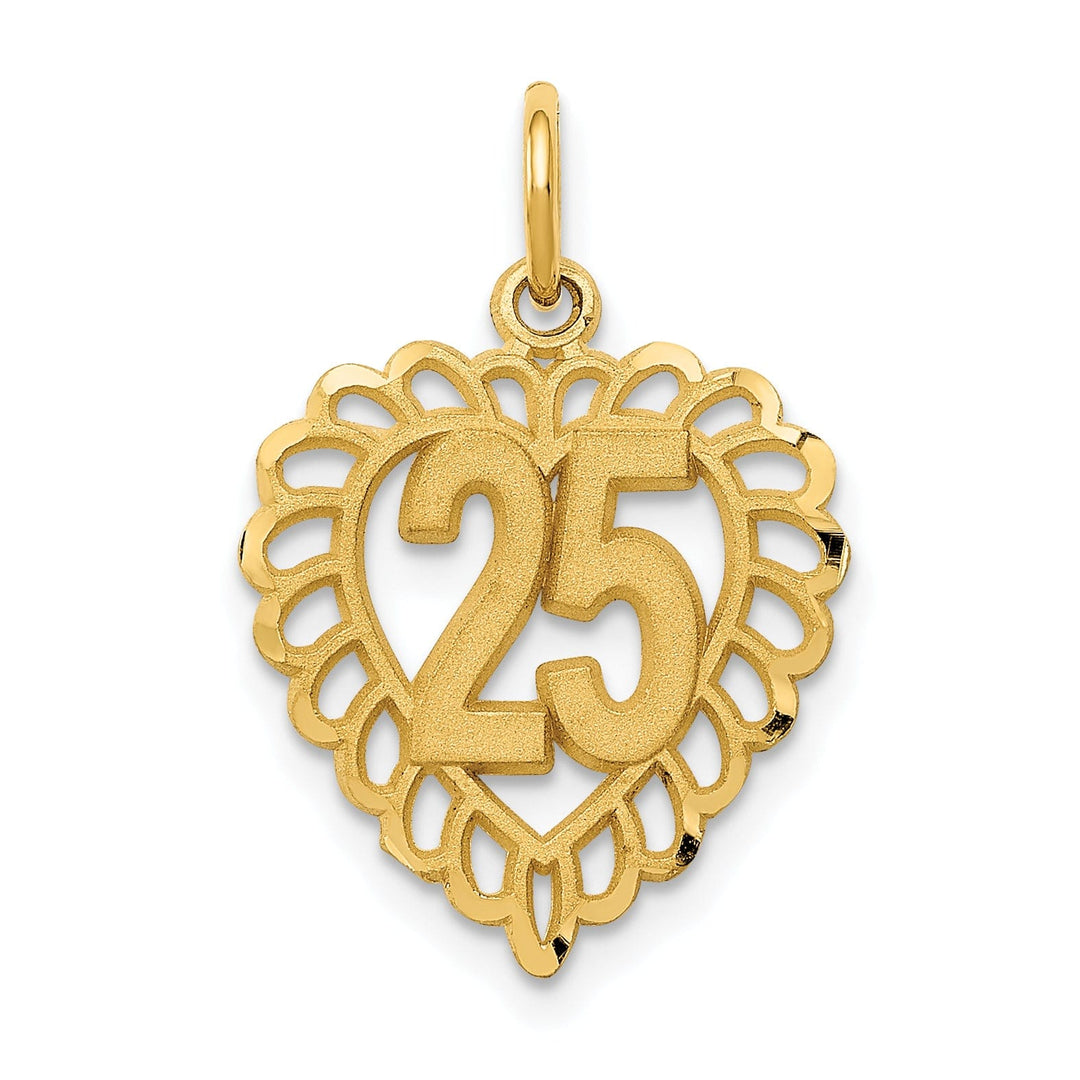 14k Yellow Gold 25 in a Heart Charm Pendant
