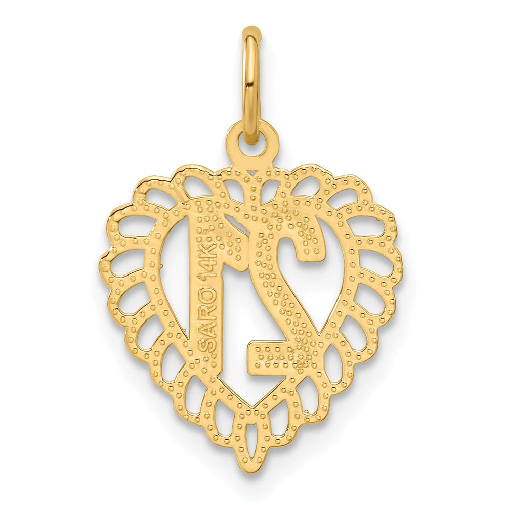 14k Yellow Gold 21 in Heart Charm Pendant