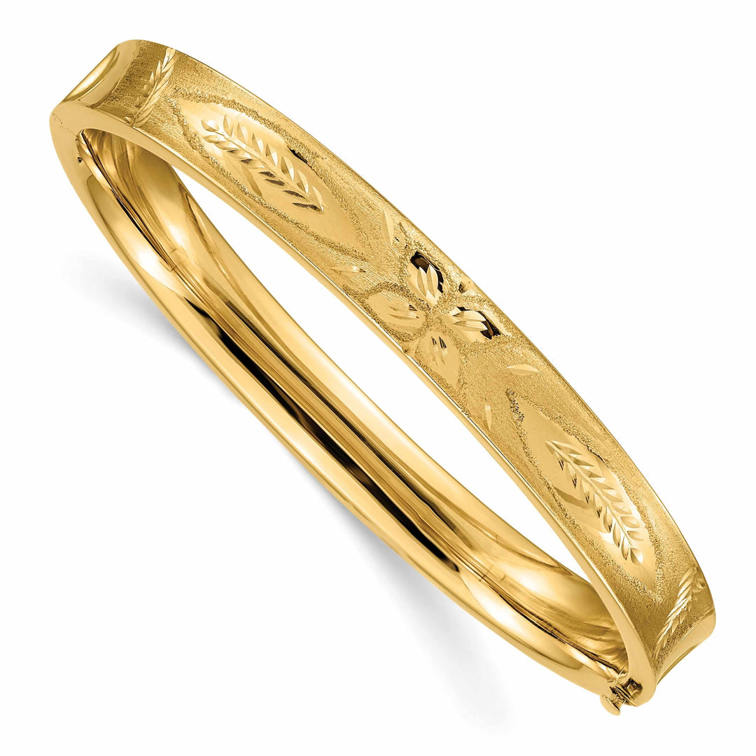 14k Gold D.C Concave Hinged Bangle Bracelet