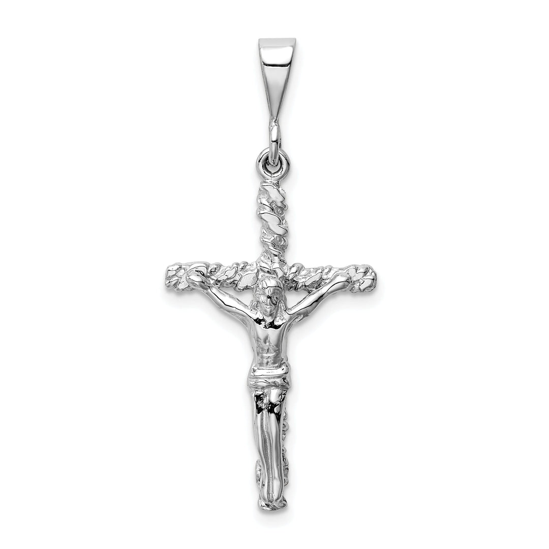 14k White Gold INRI Crucifix Pendant