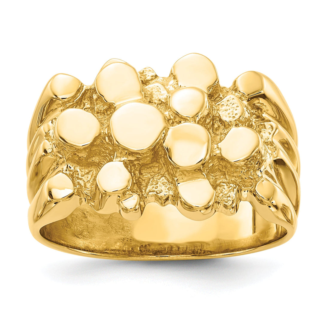 14k Yellow Gold Polished Men's Nugget Ring