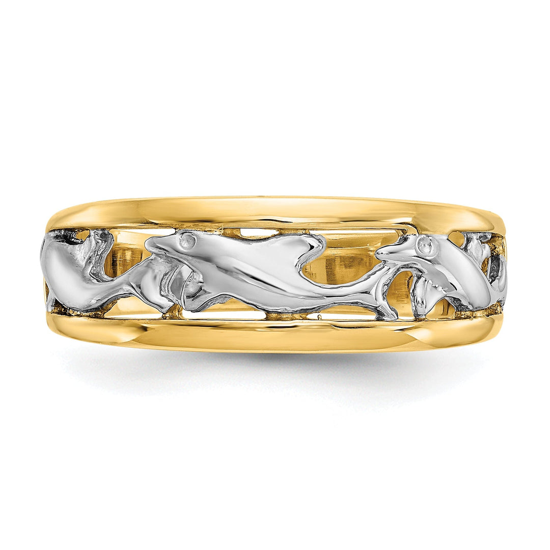 14k Two Tone Gold Dolphin Ring