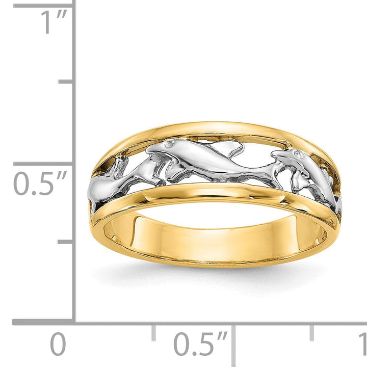 14k Two Tone Gold Dolphin Ring