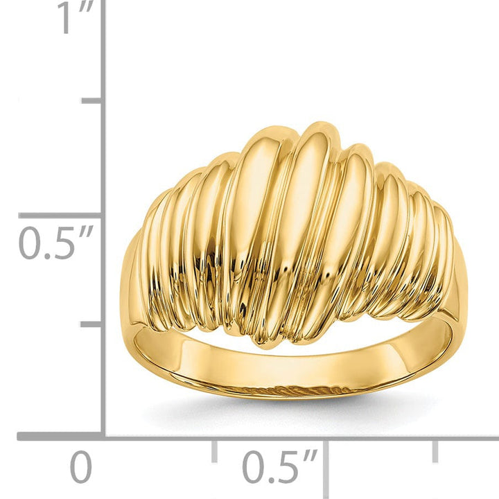14k Yellow Gold Polished Scalloped Dome Ring