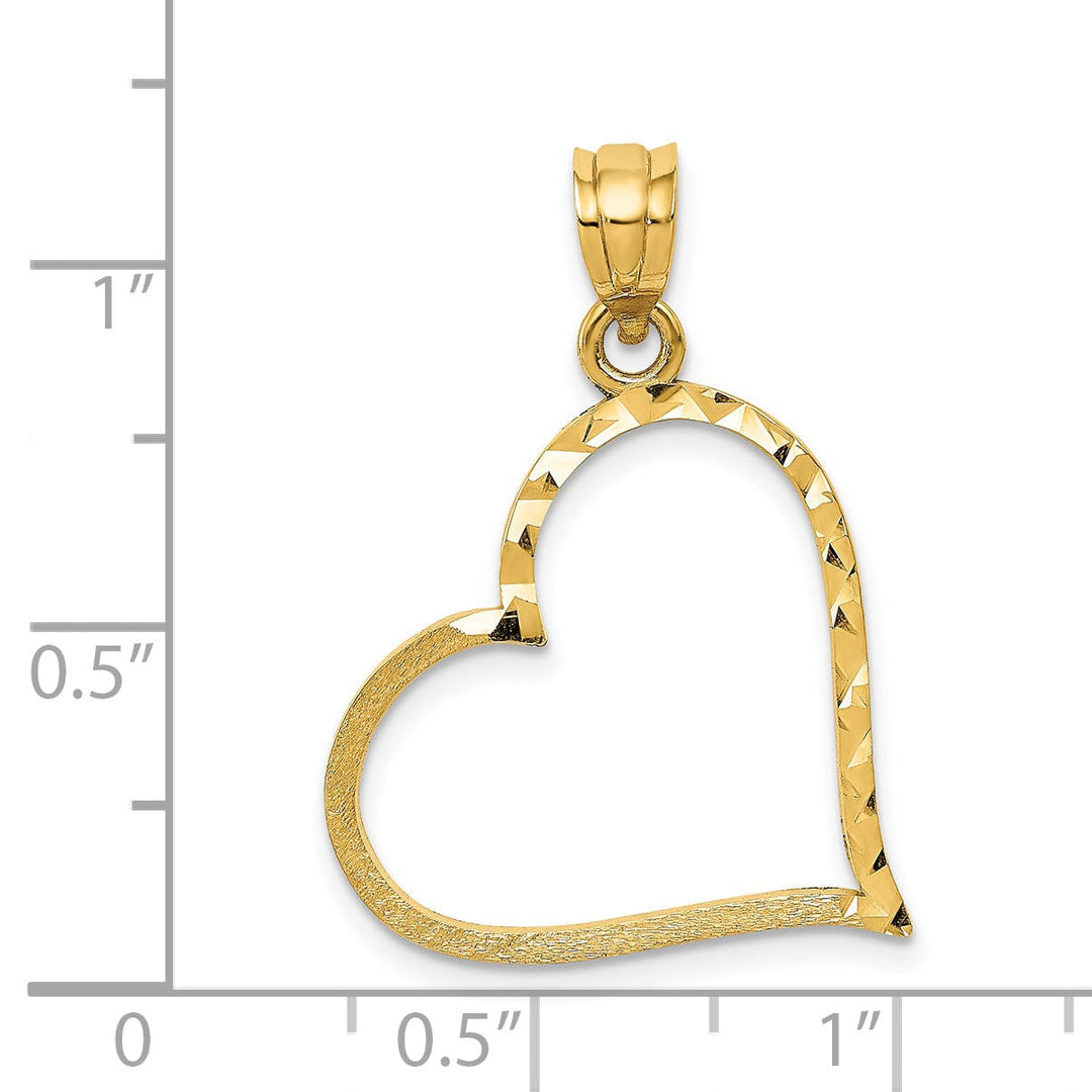 14k Yellow Gold Small Reversible Heart Pendant