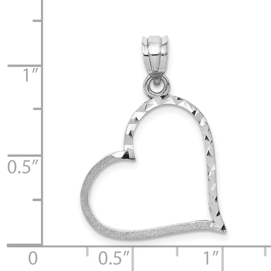 14k White Gold Small Reversible Heart Pendant