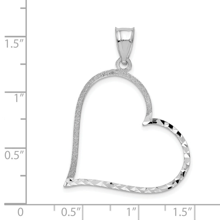14k White Gold Large Reversible Heart Pendant