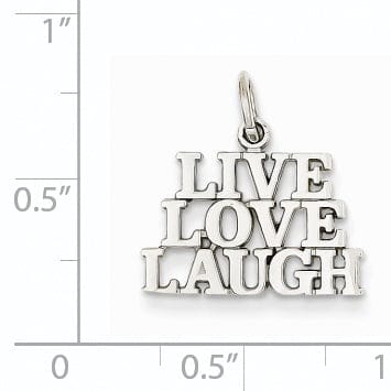 14k White Gold Polished Live Love Laugh Charm