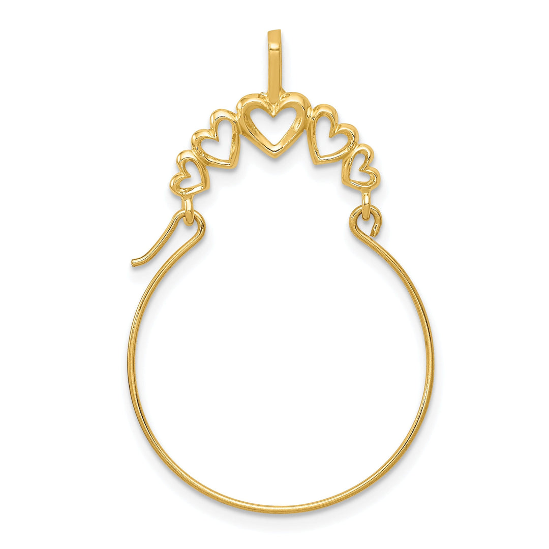 14k Yellow Gold Solid 5-Heart Design Charm Holder Pendant