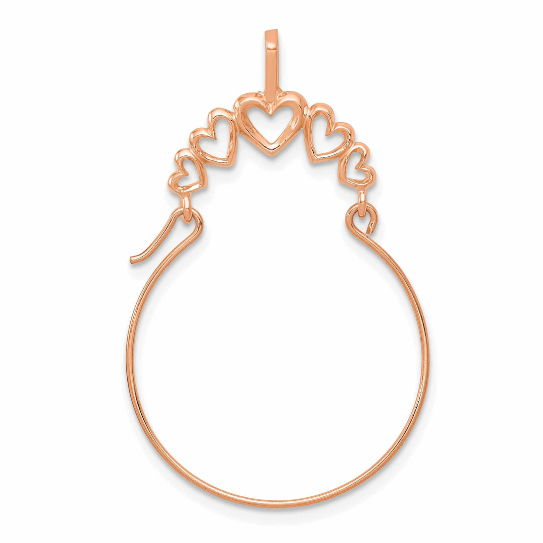 14k Rose Gold Solid 5-Heart Design Charm Holder Pendant