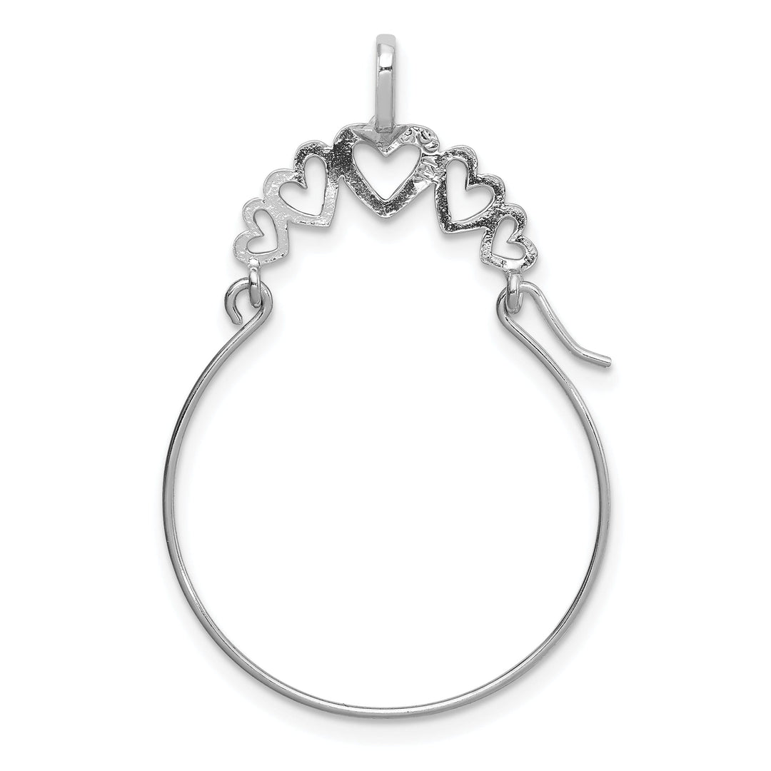 14k White Gold Solid 5-Heart Design Charm Holder Pendant