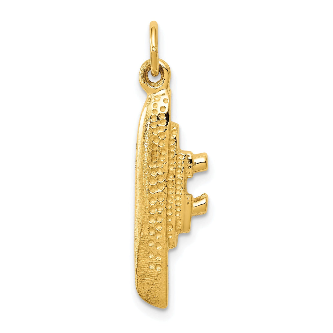14k Yellow Gold Solid Polished Finish 3-Dimensional Cruise Ship Charm Pendant