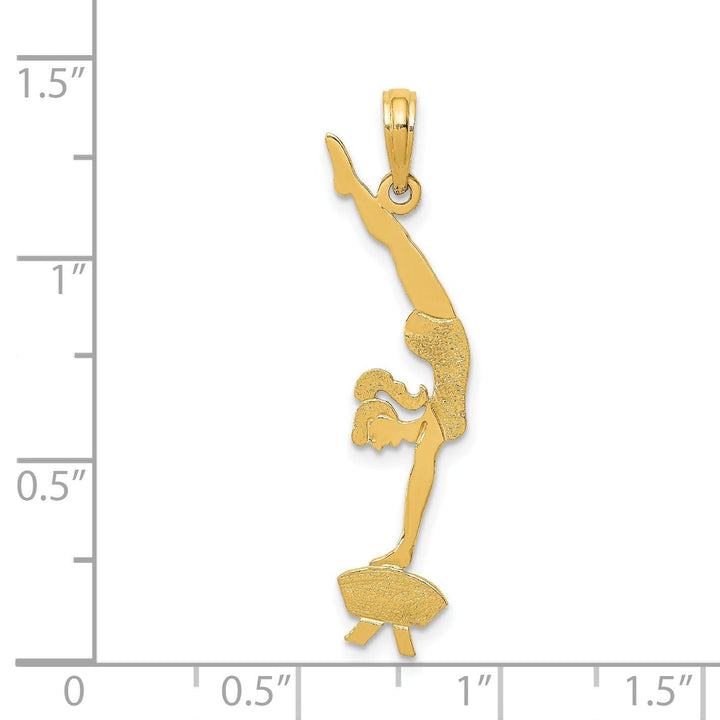 Solid 14k Yellow Gold Girl Gymnast Charm Pendant