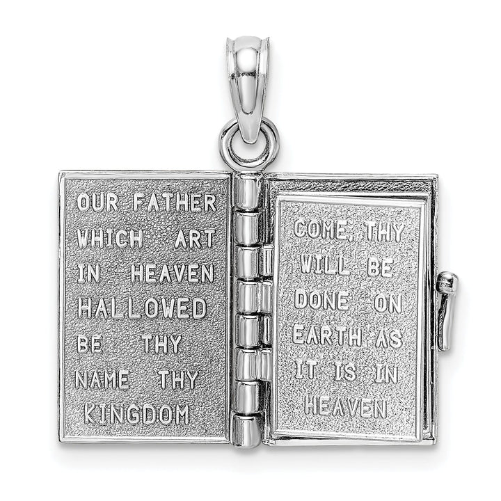 14K White Gold Polished Moveable 3-D Lord's Prayer Holy Bible Pendant