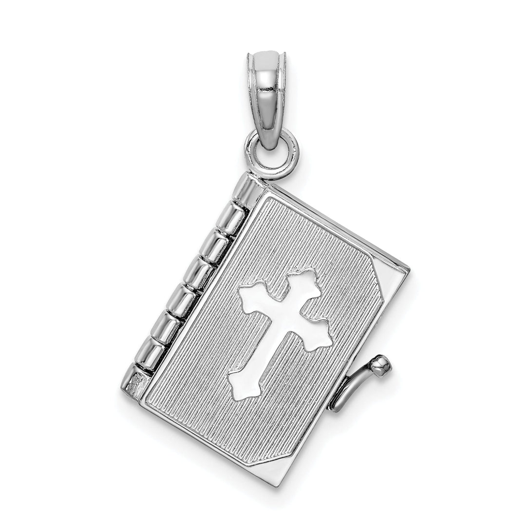 14K White Gold Polished Moveable 3-D Lord's Prayer Holy Bible Pendant