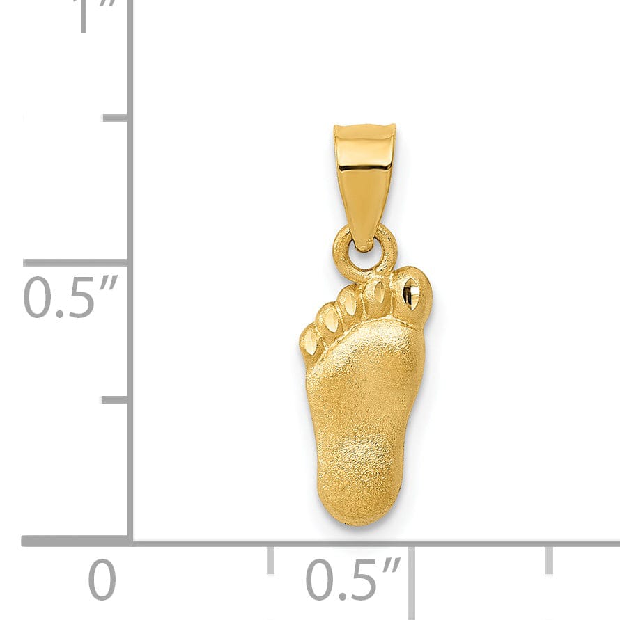14k Yellow Gold Satin Polished Foot Pendant.