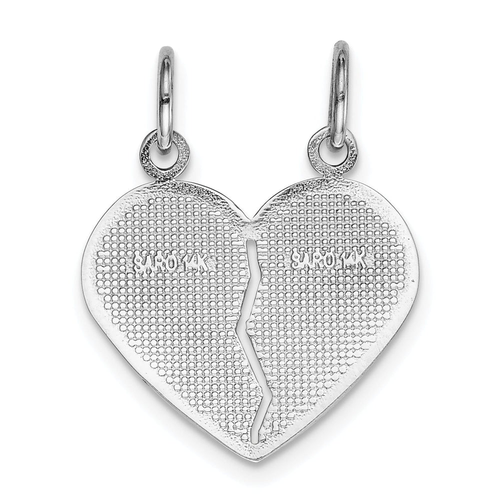 14k White Gold Daughter Mom 2 Piece Heart Charm