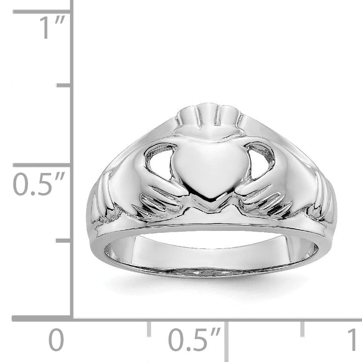 Ladies claddagh 14kt white gold ring