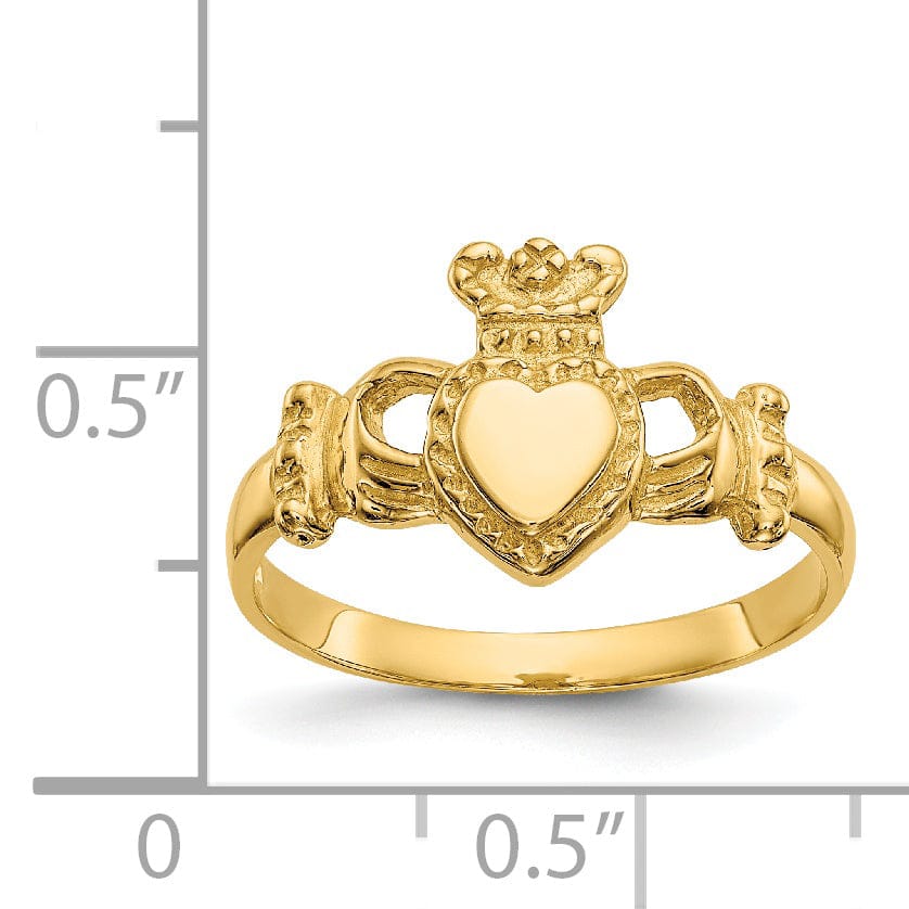 14kt gold Polished ladies claddagh ring
