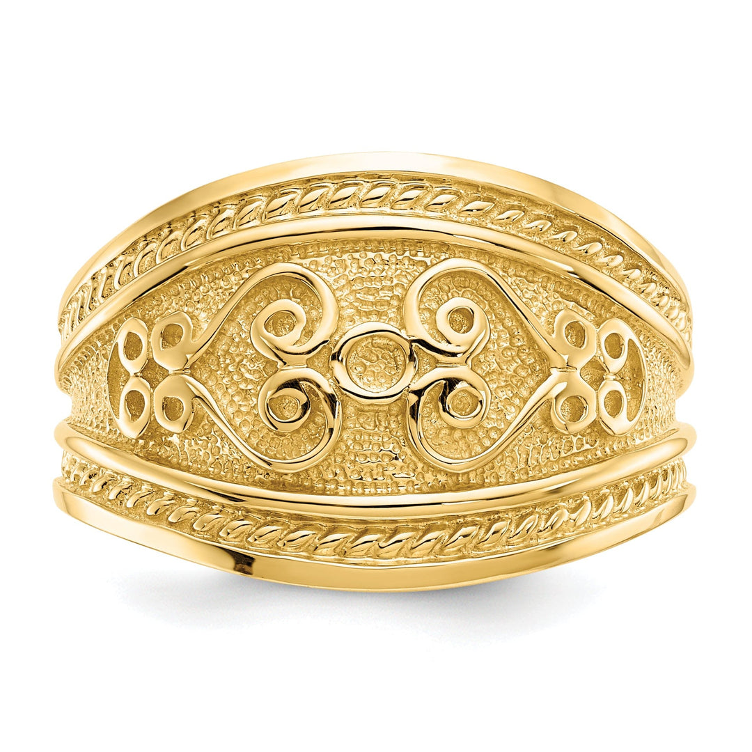 14k Yellow Gold Polished Scroll Ring