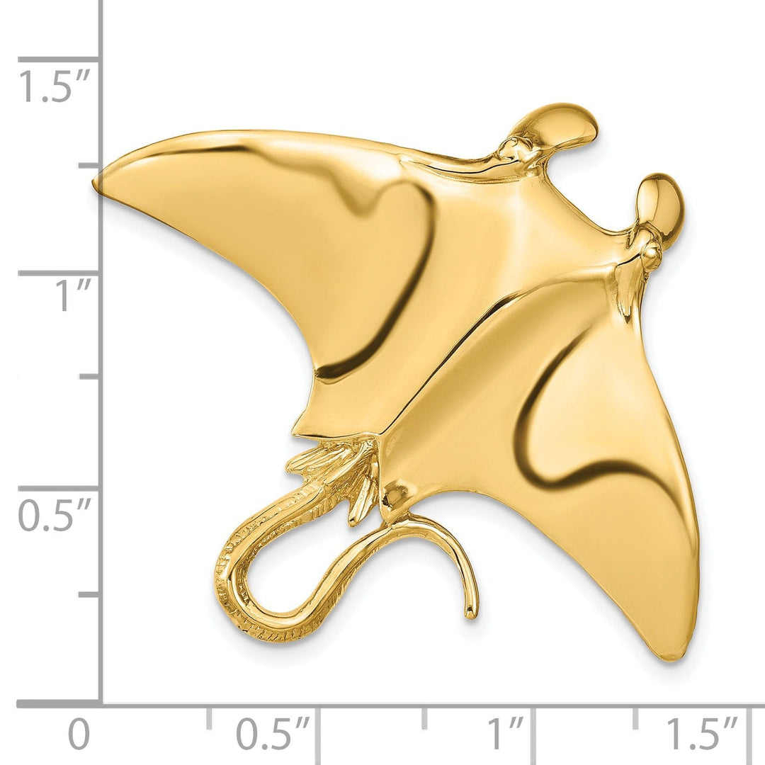 14k Yellow Gold Fits up to 8mm Omega Fits up to 10mm Fancy Omega Solid Polished Finish Manta Ray Slide