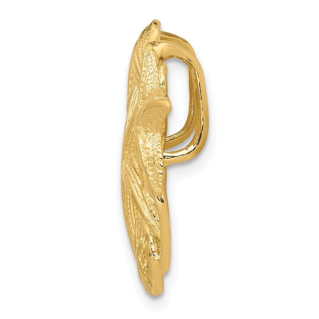 14k Yellow Gold Solid Polished Textured Finish Starfish Cluster Slide Pendant fits upto 5mm fancy omega chain