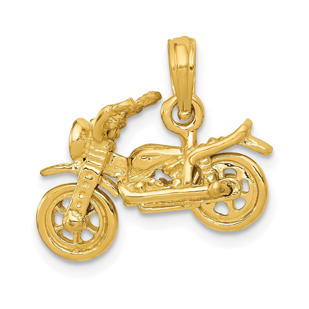 14k Yellow Gold 3-D Moveable Motorcycle Pendant