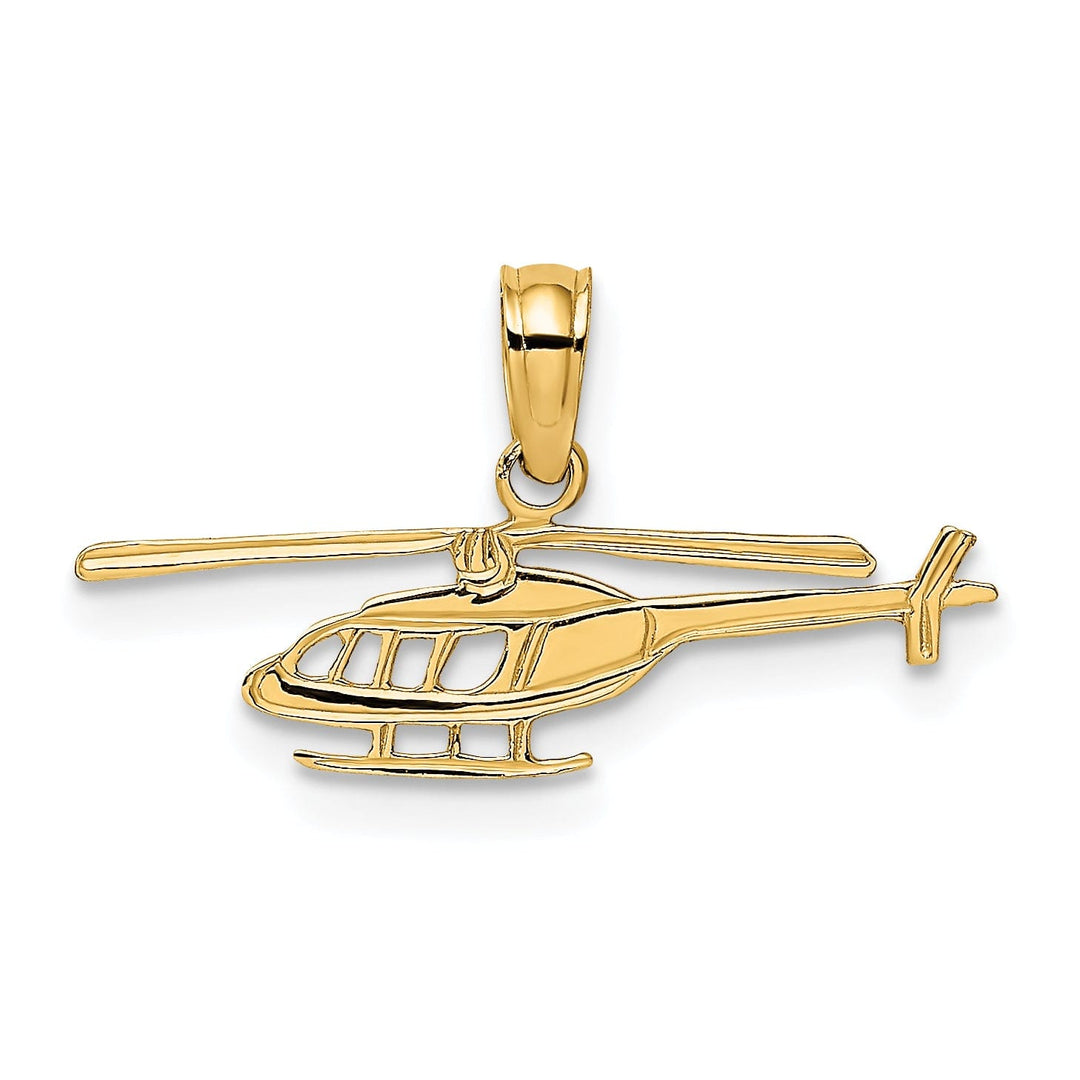 14k Yellow Gold Polished Textured Finish Helicopter Charm Pendant