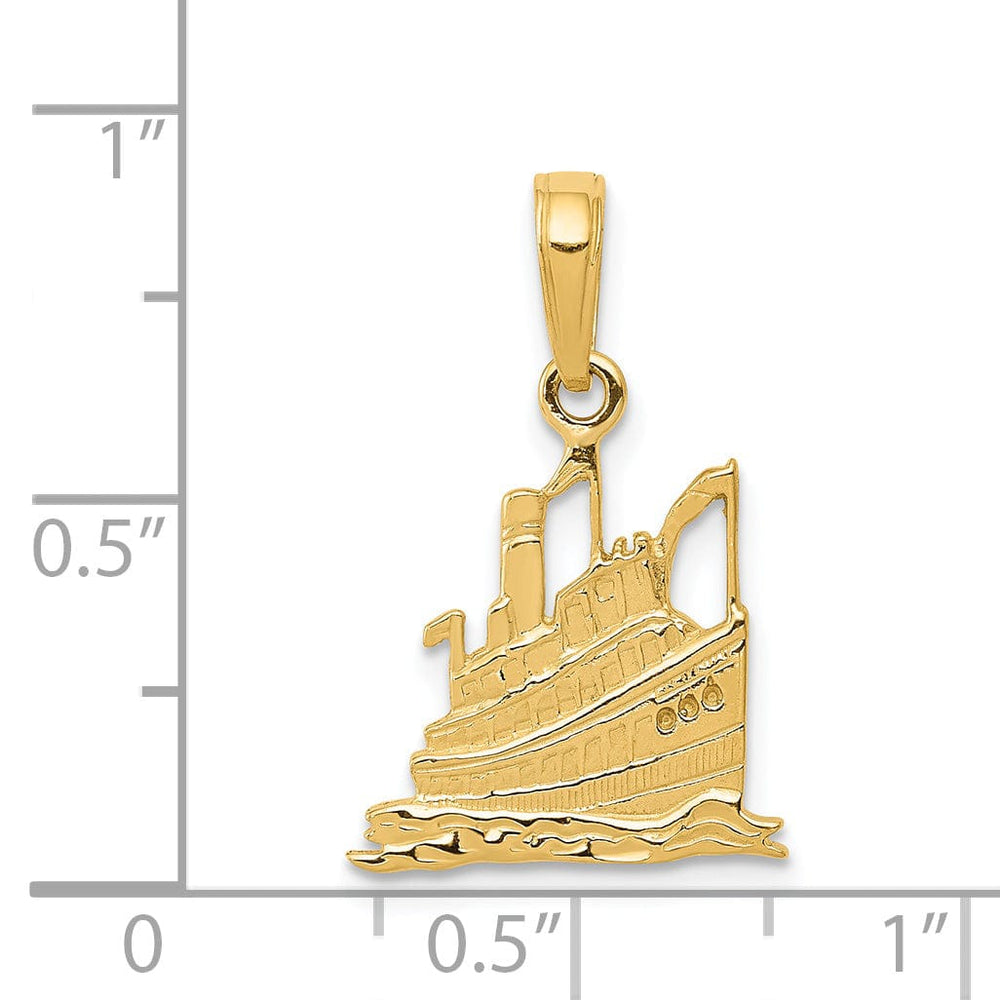14k Yellow Gold Solid Polished Finish Cruise Ship Charm Pendant